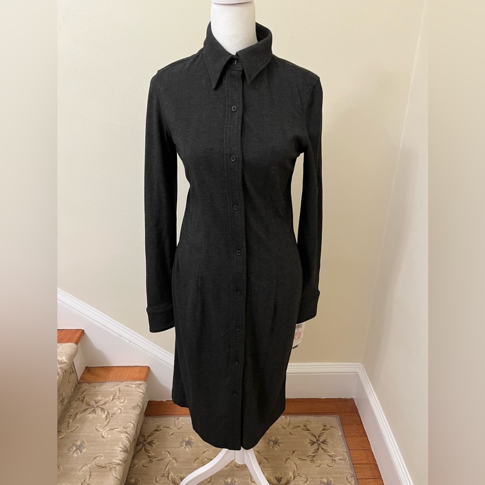Size 2 Lauren by Ralph Lauren Graphite Gray Shirtdress New with Original Tags